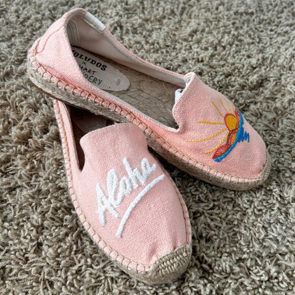 Anthropologie Soludos X Lockhart Embroidered "Aloha" Espadrilles Women's Sz 6.5 - Picture 3 of 11
